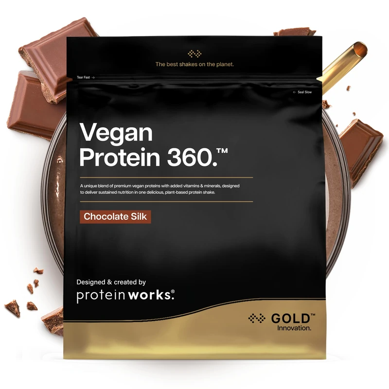Protein Works | Vegan Protein 360 - Gold Innovation, Chocolate Silk, 66 Servings, 100% Plant Based & Natural, Premium Multi-Protein Blend, Low Fat Shake, Low Calorie Shake, 2kg - Image 1