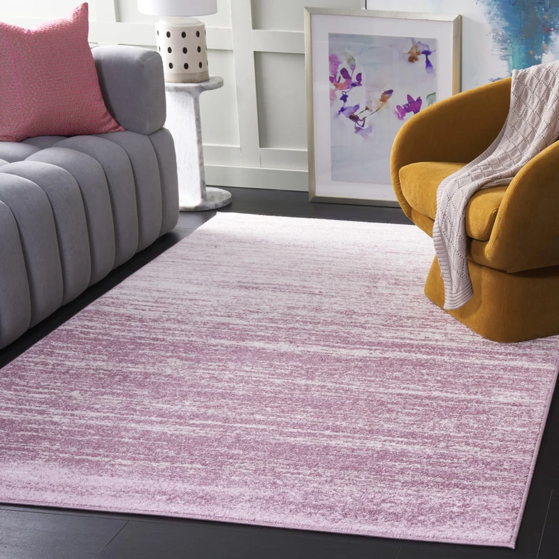 SAFAVIEH Modern Ombre Rug for Living Room, Dining Room, Bedroom - Adirondack Collection, Short Pile, in Cream and Purple, 122 X 183 cm