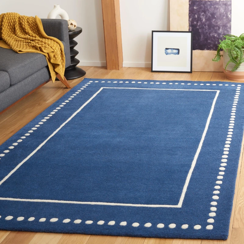 SAFAVIEH Traditional Rug for Living Room, Dining Room, Bedroom - Bella Collection, Short Pile, in Navy Blue and Ivory, 122 x 183 cm - Image 1