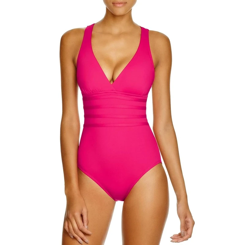 La Blanca Women's Island Goddess Multi-Strap Cross Back One Piece Swimsuit, Berry, 8