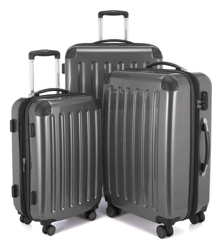 HAUPTSTADTKOFFER - Alex - Set of 3 Hard-Side Luggages Glossy Suitcase Hardside Spinner Trolley Expandable (20", 24" & 28"), Titan