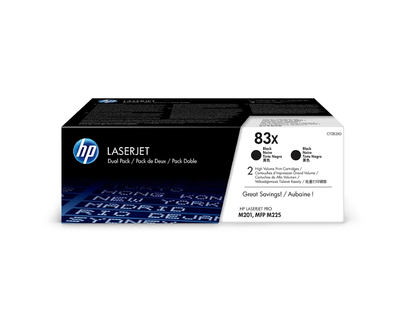 HP CF283XD 83X High Yield Original LaserJet Toner Cartridges, Black, Multipack