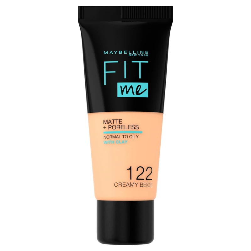 Maybelline Fit Me Foundation, Matte & Poreless, Full Coverage Blendable Normal to Oily Skin, 122 Creamy Beige 30ml