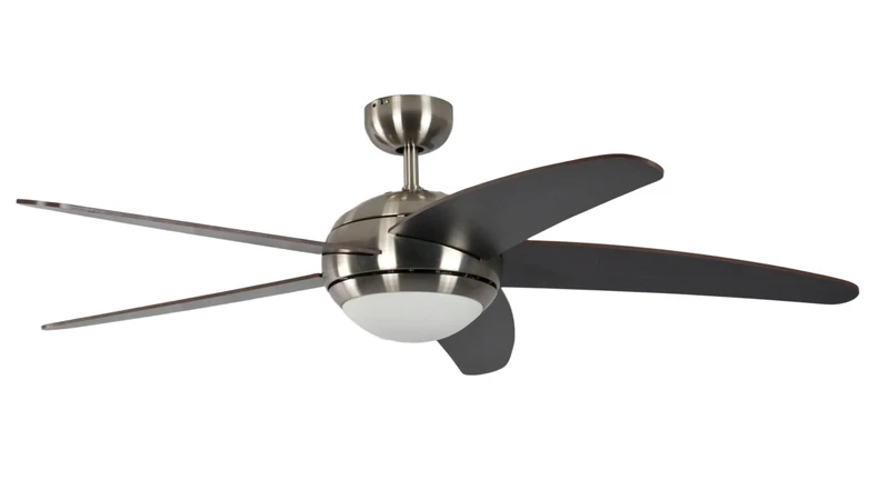 Pepeo 13432010131_v1 Melton Ceiling Fan with Lighting includes Brown/Wanaque Blades and Remote Control - Nickel