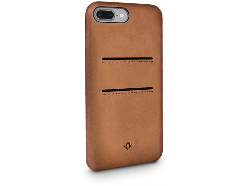Twelve South Relaxed Leather Case for iPhone 8 Plus/ 7 Plus/ 6 Plus | Hand Burnished Leather Wallet Shell (cognac)