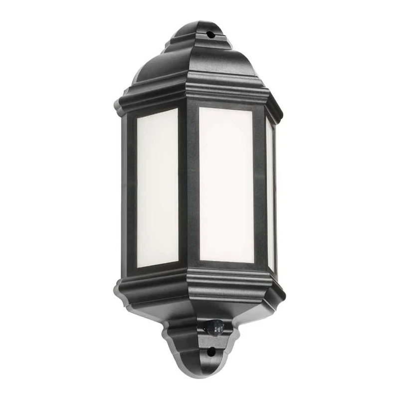 Knightsbridge LANT4 Half Wall Lantern with PIR, Polycarbonate, 8 W, Black
