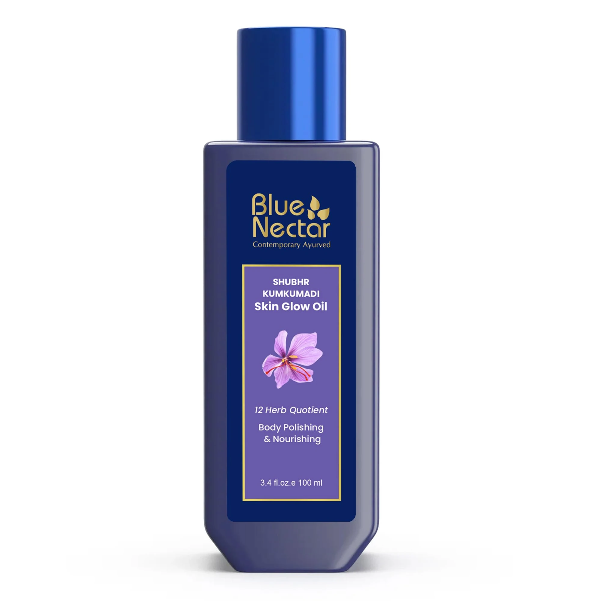 Blue Nectar Ayurveda Kumkumadi Oil for Skin Glow with Almond Oil | Natural Ayurvedic Face & Body Moisturizer for Dry Skin (12 Herbs,100ml)