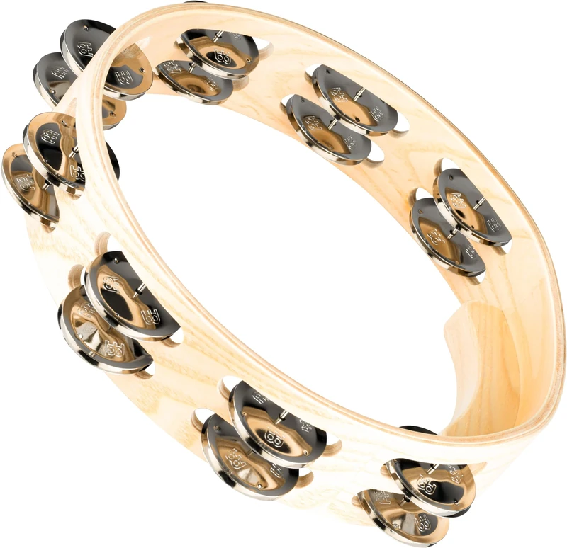 Meinl Percussion Artisan Wood Tambourine - 2-Row Tambourine - 10-inch Diameter - Ash / Steel, Natural (AE-ATA2S)