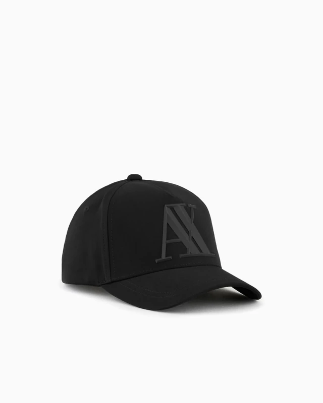 Armani Exchange Men's Rubber Logo Ax Cap Baseball, Black (Nero-Black 00020), One (Size: TU)
