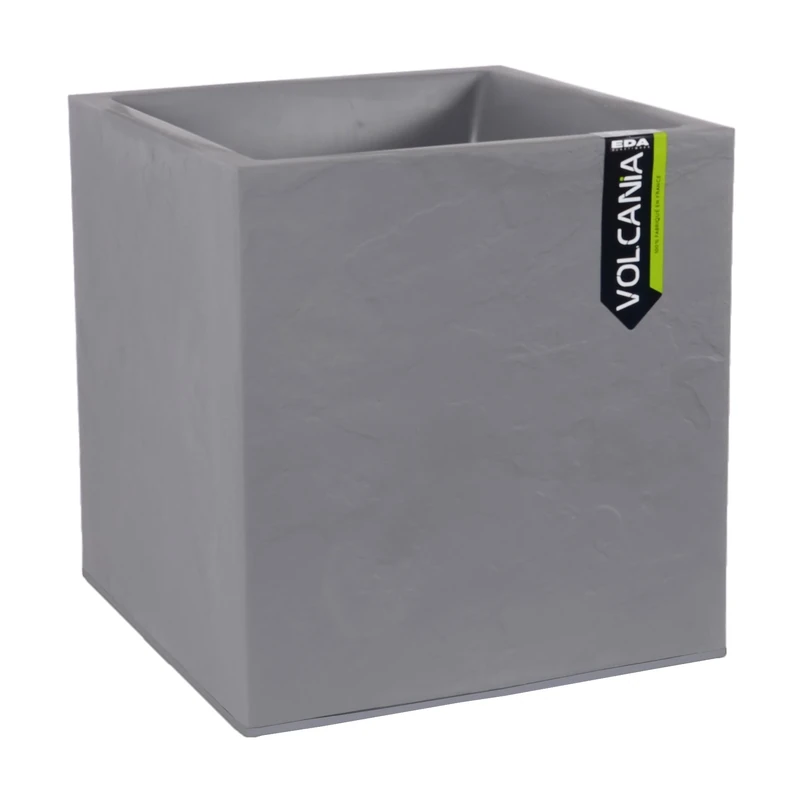 EDA Plastiques Square Bottom Volcania – 31 Litre Pots, Volcania, Pebble Grey, 39,5x39,5x43,5 cm 13730 G. Gl SX1
