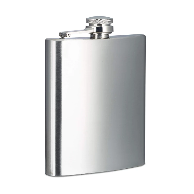 Relaxdays 200 ml Flask, Stainless Steel, 7 oz, Hip Flask with Screw Top, Silver