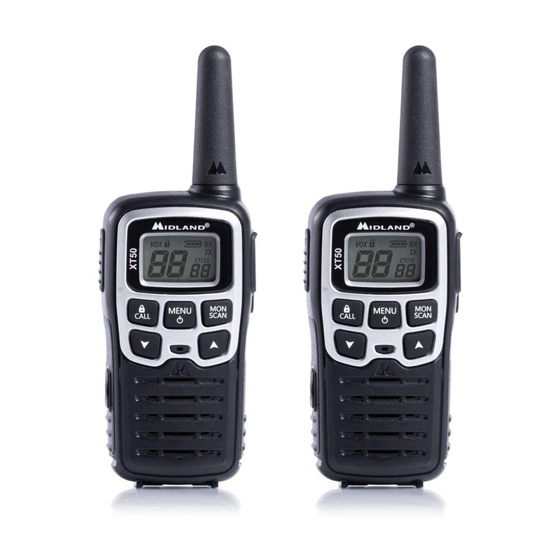 Midland - XT50 Walkie Talkies for Adults, 8km Long Range 2 Way Radio, 24 PMR446 Channels, USB Rechargeable Batteries, 12H Battery Life - Rapid Charge for Outdoor, Hunting, Airsoft & Survival Equipment