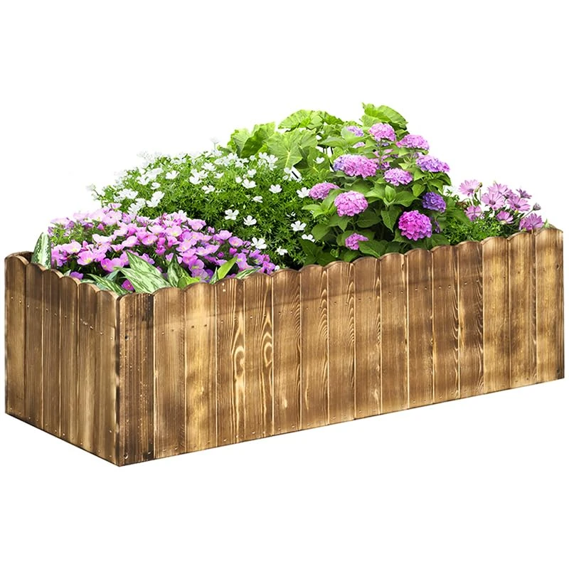 Outsunny 109L Raised Garden Bed - Wooden Rectangle Planter