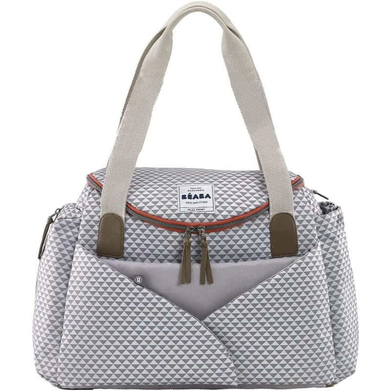 Béaba - Sydney II - Baby Changing Bag - Diaper Bag for Babies and Newborn - Large Capacity - Baby Changing Mat - Isothermal Lunch Pouch - Buggy Attachment System - Grey/Corail