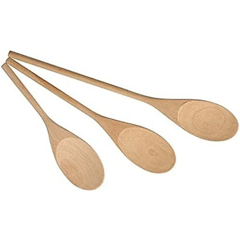 Home 8393400 Set of 6 Packs of 3 Wooden Spoons 20/25/30 cm Kitchen Furniture