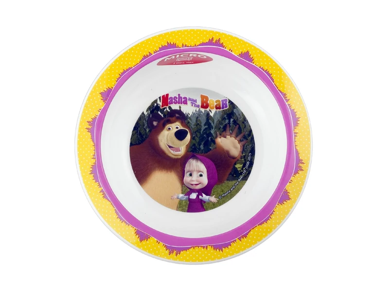 HOME 8053102 Set of 12 Polypropylene Plates Masha & Bear Bottom Cm16.5 cm Table Decor - Image 1