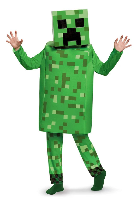 DISGUISE DISK65659L Deluxe Creeper Kids Minecraft Costume, Green, Small