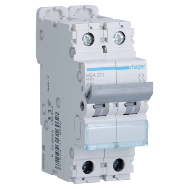 Hager M Series - Automatic Magnetothermic -m Curve-b 6ka 2 Poles 10a