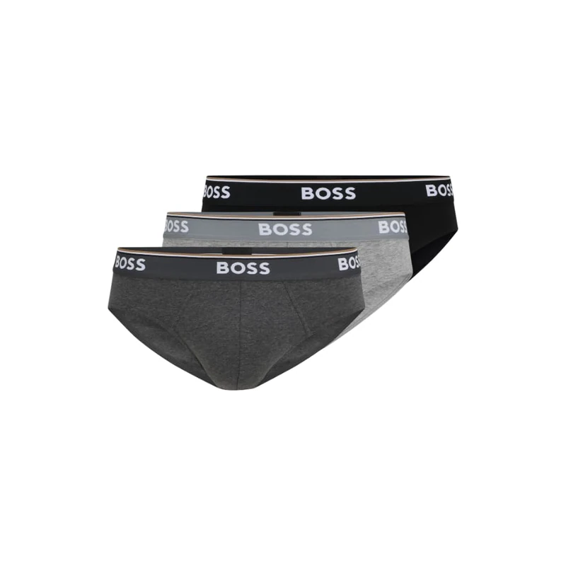 BOSS Men's 3-Pack Classic Regular Fit Stretch Briefs, Gray/Charcoal/Black, XL (Pack of 3)