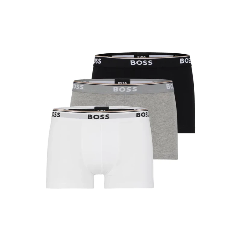 BOSS Men's 3-Pack Stretch Cotton Regular Fit Trunks, White/Gray/Black, L (Pack of 3)