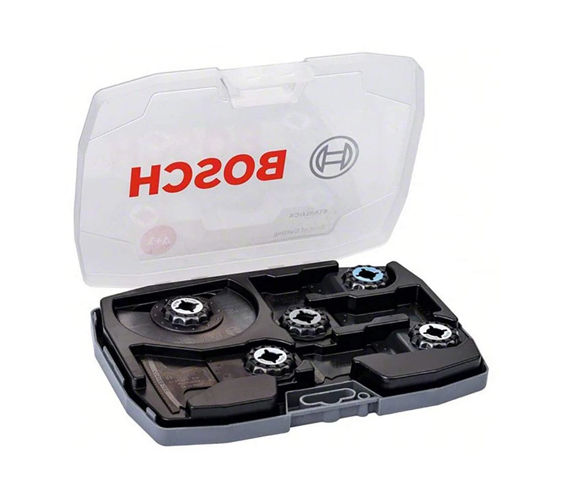 Bosch 5-piece Starlock Tungsten Carbide Plunge-Cutting Blade/Segment Saw Blade Set (for wood and metal, best of cutting, Accessories for Multitool)