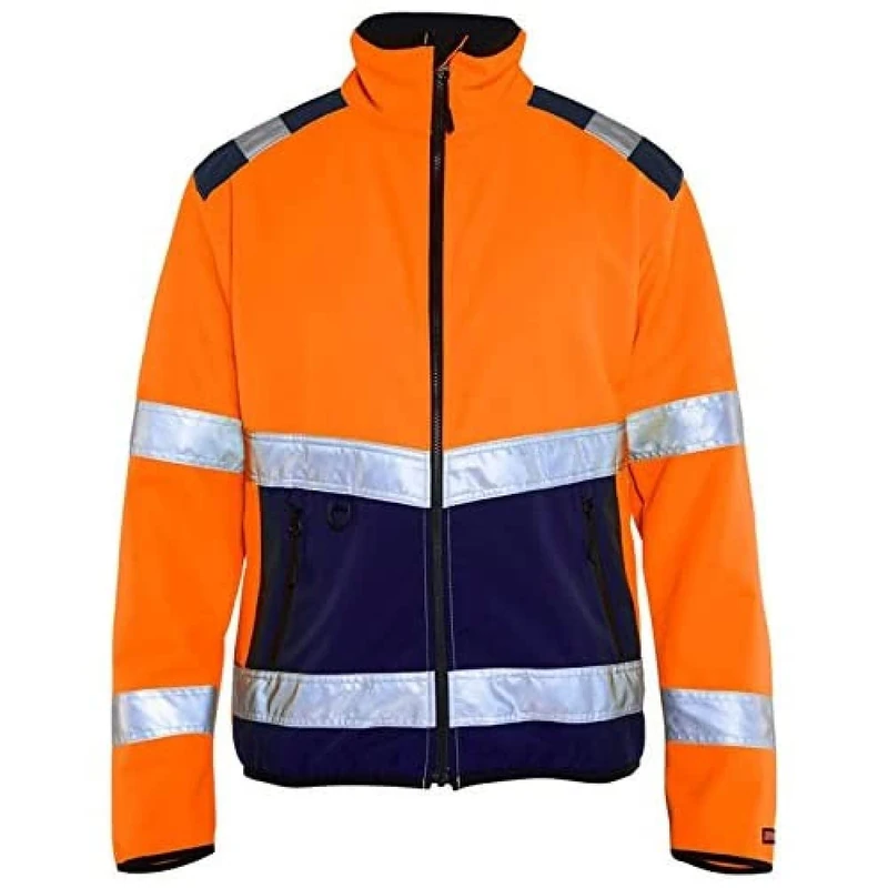 Blakläder 487725165389XS Size X-Small Class 2 High Vis-Softshell Jacket - Orange/Navy Blue