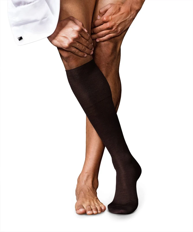 FALKE Men's No. 6 M Kh Wool Silk Long Plain 1 Pair Knee-High Socks, Brown 5930, 8.5-9.5