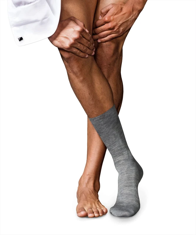 FALKE Men's No. 6 M So Wool Silk Plain 1 Pair Socks, Grey Light Melange 3388, 10-11