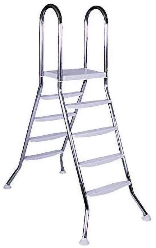 STEINBACH 018025 Above-Ground Pool Ladder Stainless Steel 4 + 4 Steps for Pool Heights 120 cm and 135 cm Bar Diameter 43 mm