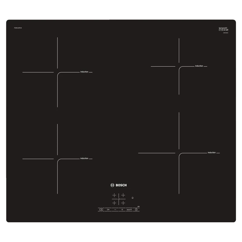 Bosch PUE611BF1B Serie 4 59cm Frameless Four Zone Induction Hob Black