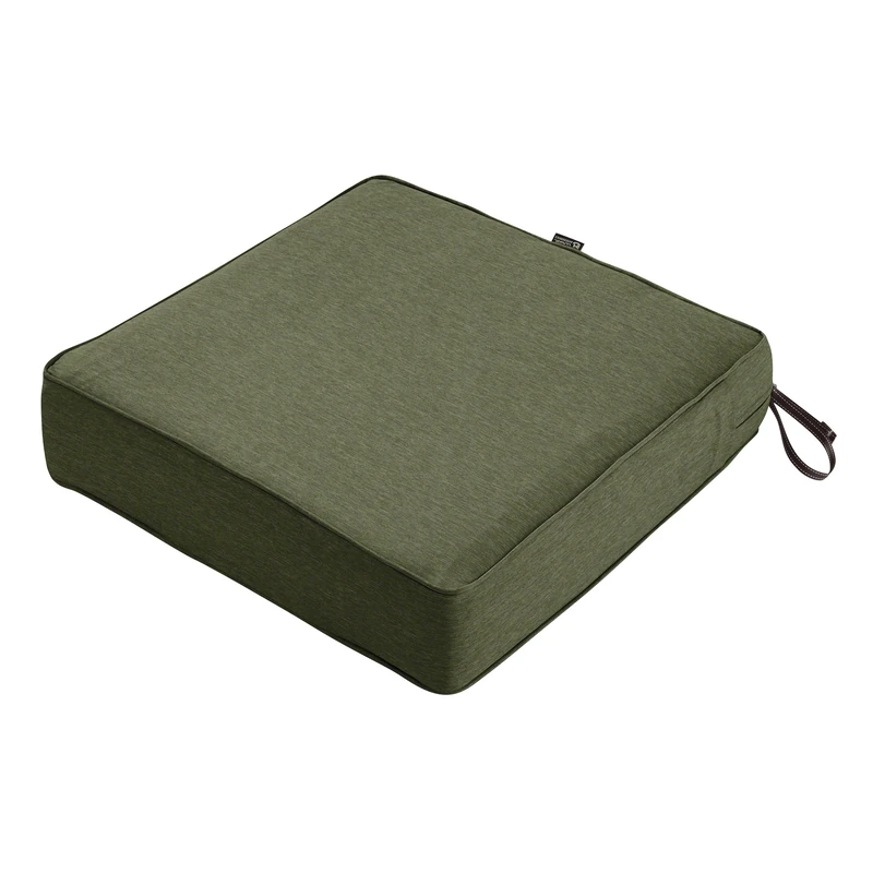Classic Accessories Montlake FadeSafe Square Patio Lounge Seat Cushion - 5" Thick - Heavy Duty Outdoor Patio Cushion with Water Resistant Backing, Heather Fern Green, 25"W x 25D x 5T (62-020-HFERN-EC)