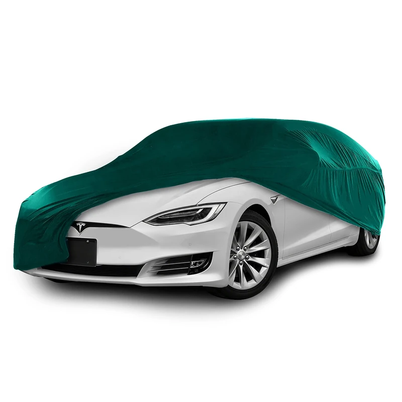 Cosmos - Indoor Car Cover compatible with main Large Saloon models, Elastic, Breathable and Dustproof Fabric, Soft Lining, Snug Fit, Green