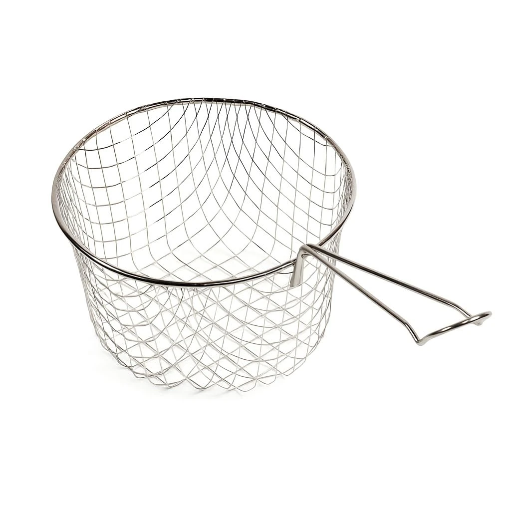 Samuel Groves 22.8cm Stainless Steel Chip Basket – Heavy Duty Round Wire Frying Basket for Deep Frying, Draining, Chips, Fries, and Multi-Purpose Kitchen Use – Durable, Easy to Clean, Rust-Resistant.