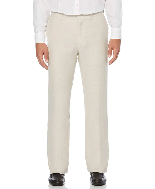 Cubavera Men's Flat Front Linen Blend Dress (Waist Size 30-54 Big & Tall) Casual Pants, Khaki, 54W x 30L - Image 1