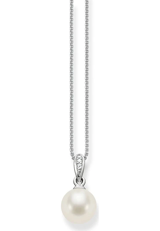THOMAS SABO Women's Silver Freshwater Pearl Zirconia Adjustable Necklace of Length 38-42cm SCKE150060