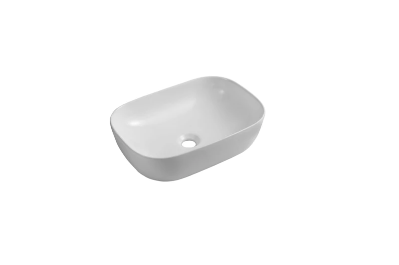 iBathUK Modern Curved Countertop Sink Wash Basin Gloss White Ceramic