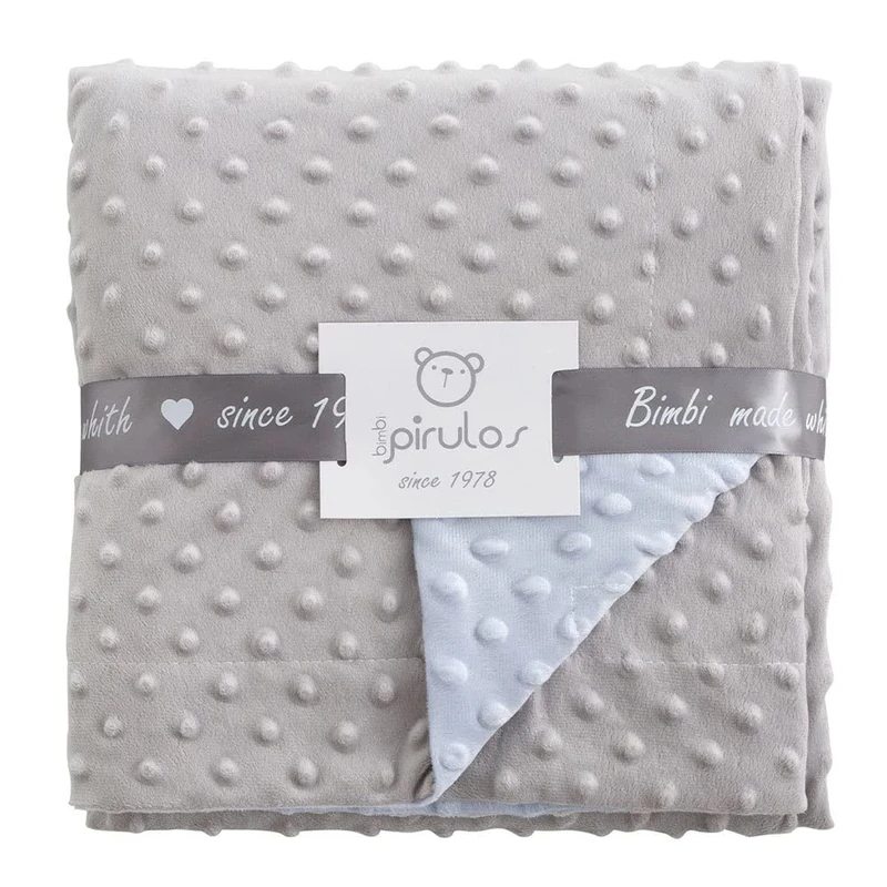 pirulos 64105153 – Blanket 110 x 140, Double Sided Design Dots, 051 53 Grey/Blue