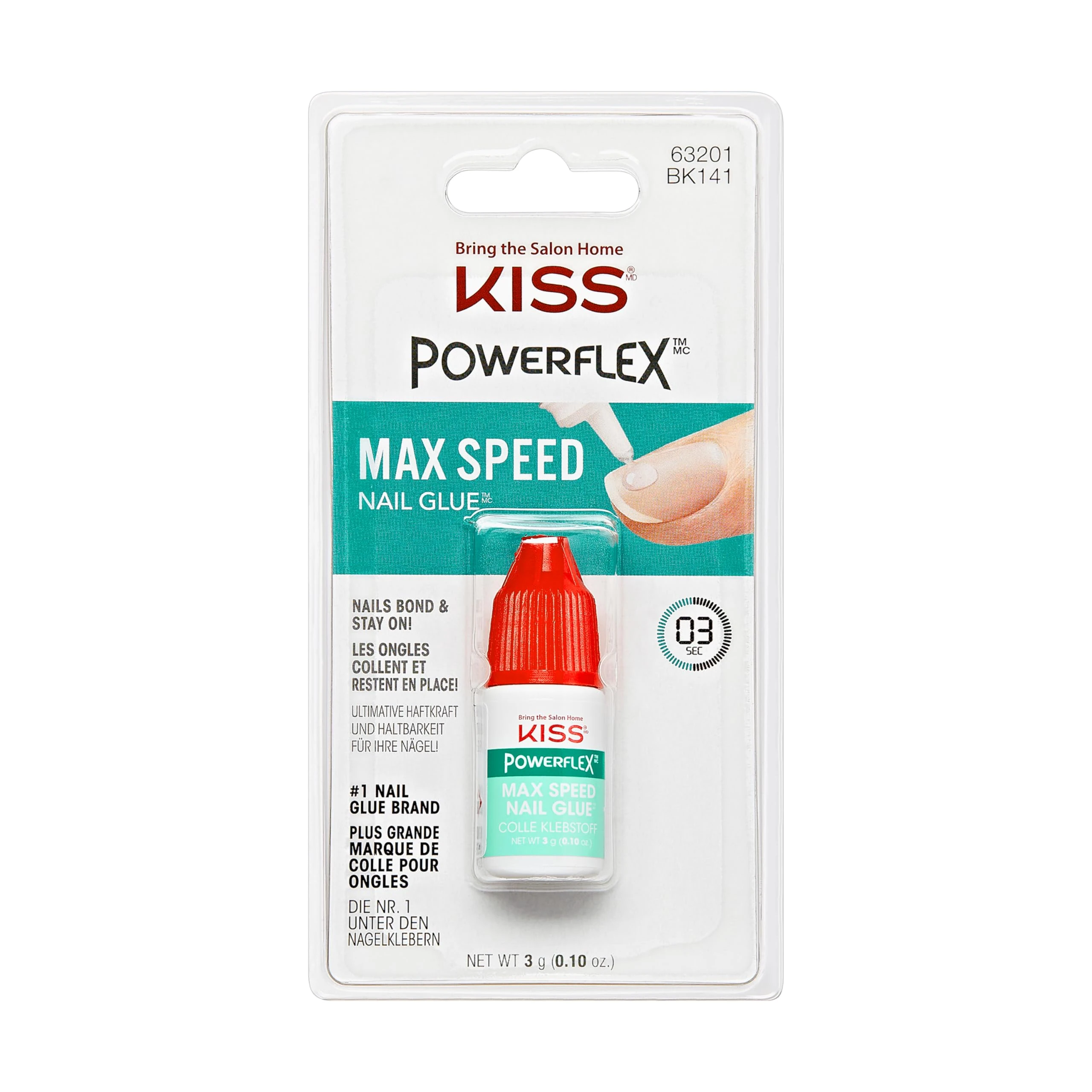 KISS Powerflex Max Speed Fake Nail Glue, Flex Formula for Ultra Hold of False Nails, Instantly Repairs Breaks and Tears, Packaging may vary