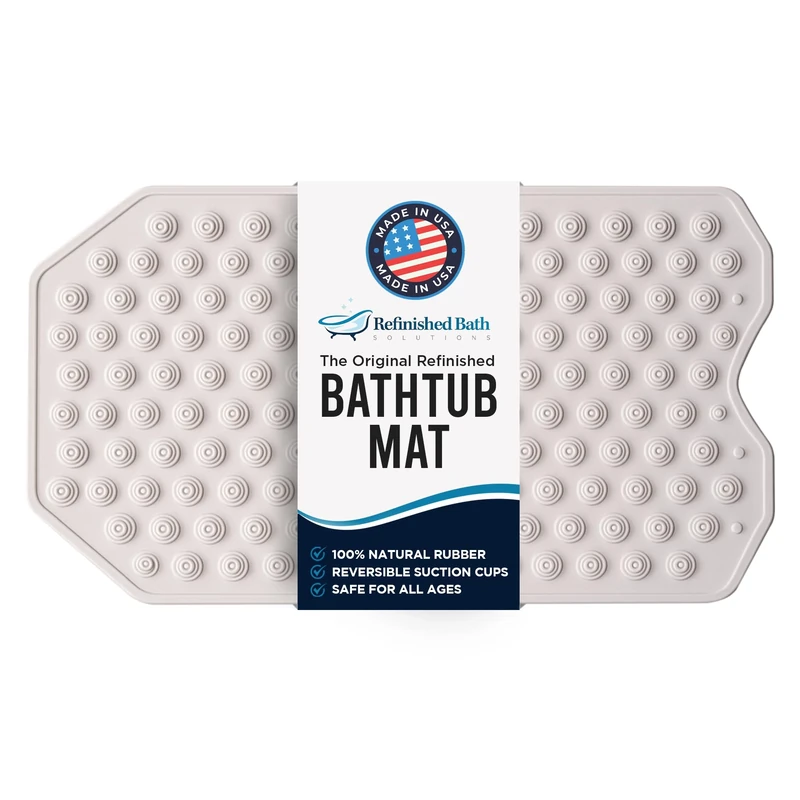 The Original Refinished Bathtub Mat - No Suction Cup Bath Mat - Luxury Massaging Ridges - Designed for Textured and Refinished Bathtubs - Made of Rubber Not Plastic - Great for Children/Elderly