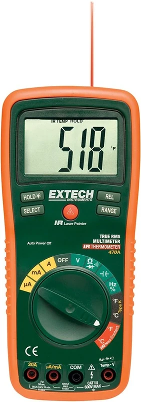 Extech EX470A True RMS Multimeter and Infrared Thermometer - Green