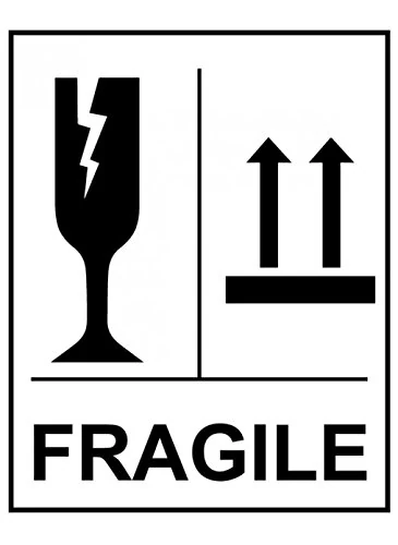 Caledonia Signs 58196 "Fragile Glass This Way Up" Label, Self Adhesive, 75 mm x 100 mm (Pack of 250)