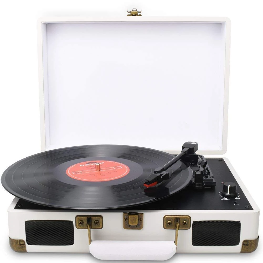 DIGITNOW! Vinyl Record Player 3 Speeds with Built-in Stereo Speakers, Supports USB/RCA Output/Headphone Jack / MP3 / Mobile Phones Music Playback,Suitcase Design