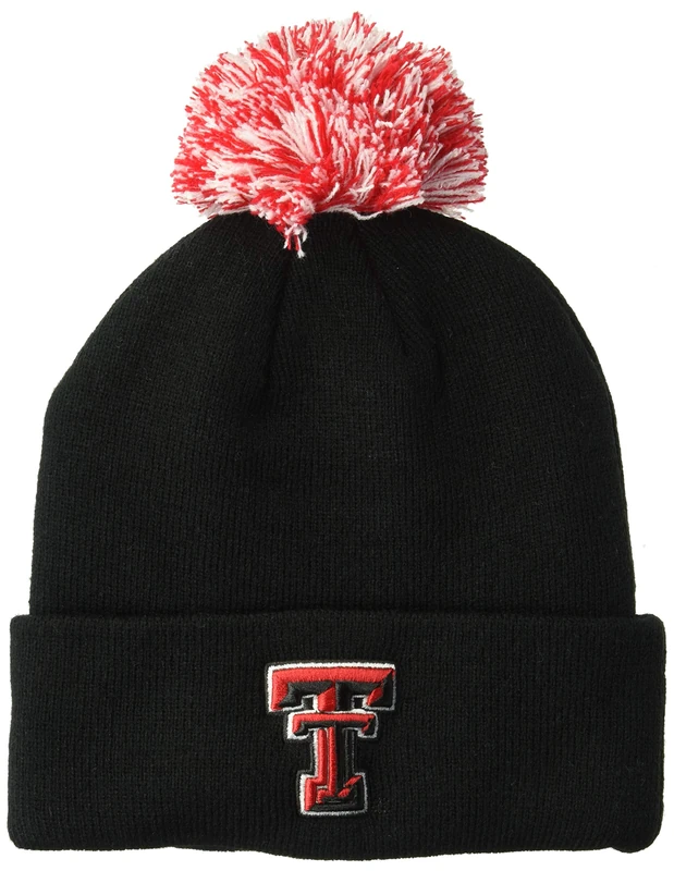 ZHATS NCAA Texas Tech Red Raiders Pom Knit Beanie, Adjustable, Team Color - Image 1