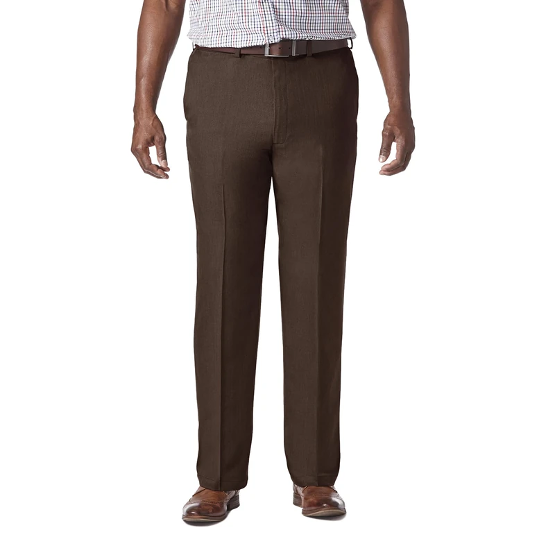Haggar Men's HC00236 Casual Pants, Brown Heather, 34W x 29L