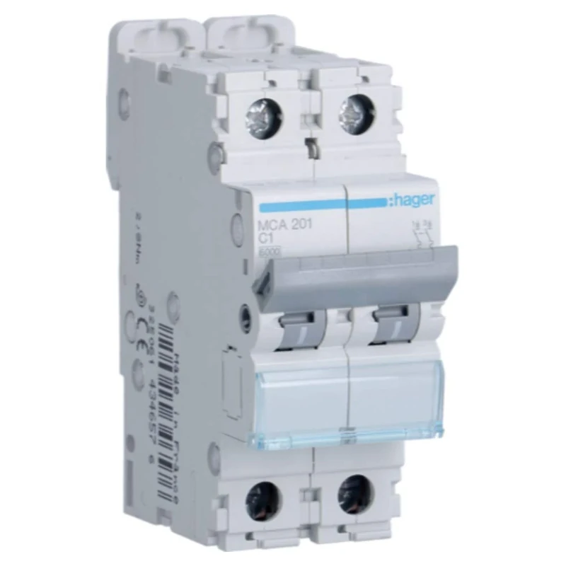 Hager M Series - Automatic Magnetic Thermal -M Curva-C 6ka 2 Poles 1A