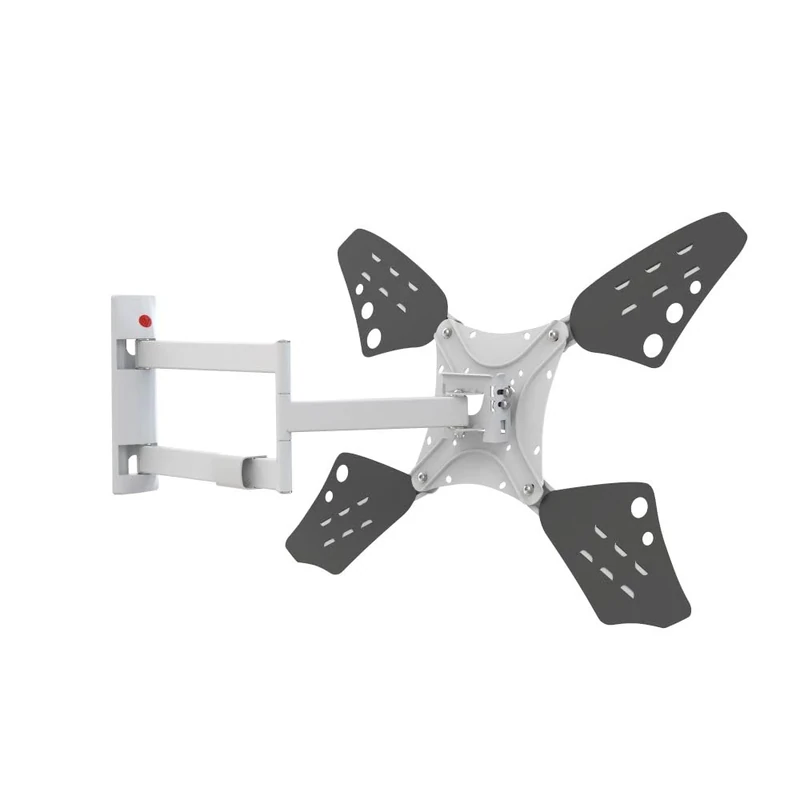 Barkan Long White TV Wall Mount, 13-80 inch Full Motion Articulating - 4 Movement Flat/Curved Screen Bracket, Holds up to 110lbs, Extremely Extendable, Fits LED OLED LCD