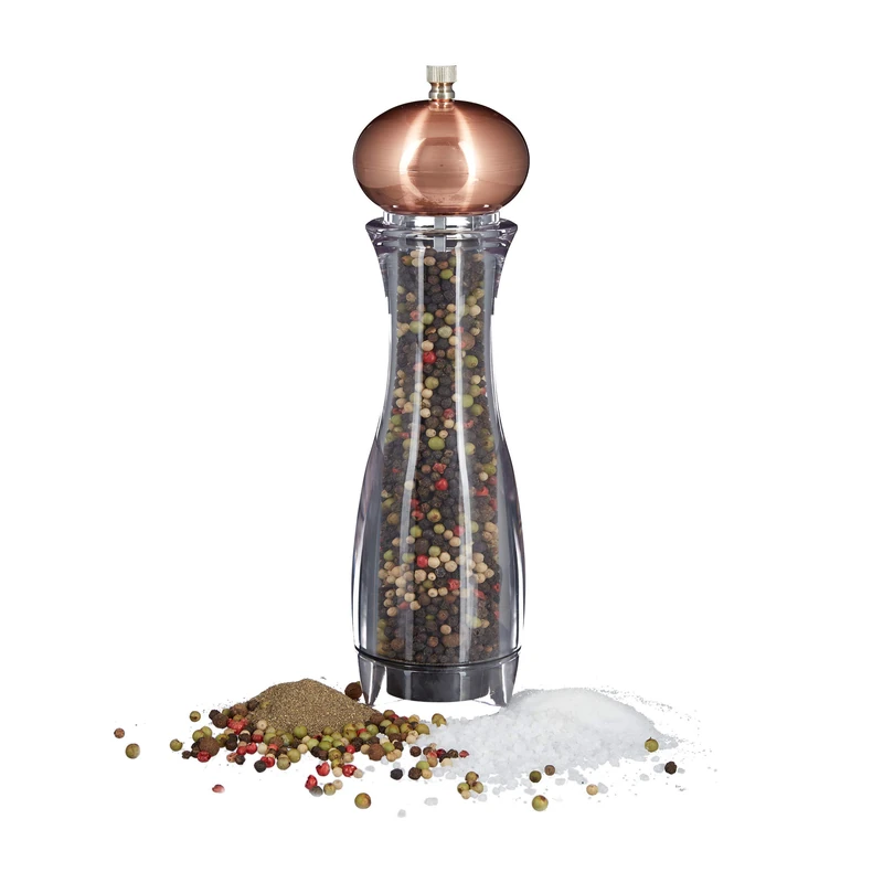 Relaxdays Manual Pepper Mill, Adjustable Ceramic Grinding Mechanism, Spice Mill, Size: 26.5 x 6.5 x 6.5 cm, Bronze