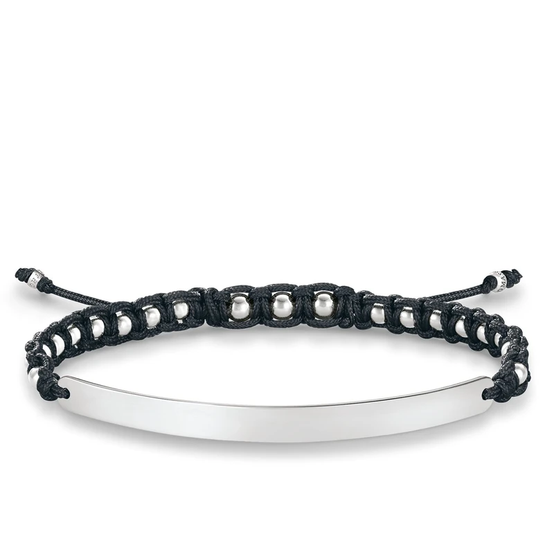 Thomas Sabo Women-Bracelet Love Bridge 925 Sterling Silver Nylon black Length from 14.5 to 21 cm Bridge 5 cm LBA0051-173-11-L21v