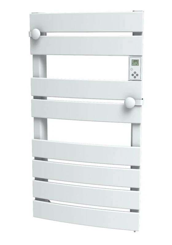 Cayenne - Heated Towel Rail with Flat Bars - Half LCD - White., White, 051432 600W