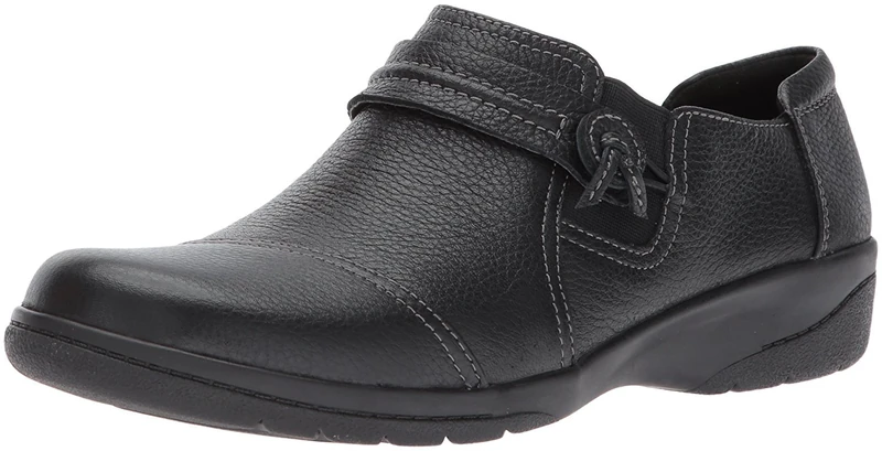 Clarks Women's Cheyn Madi Slip-On Loafer, Black Tumbled Leather, 7 UK